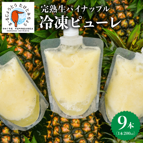 水なし、加熱なし、砂糖なし！天然まるごと！完熟生パイナップル冷凍ピューレ200ml×9本セット 2361134 - 沖縄県竹富町