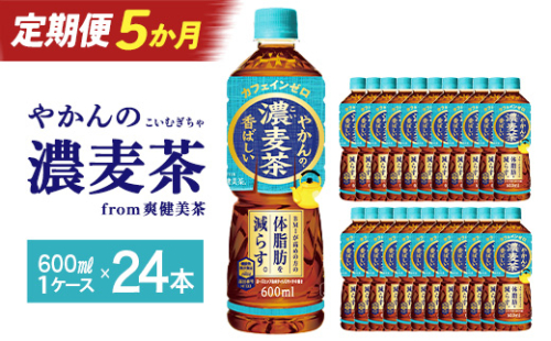 【5か月連続お届け】やかんの濃麦茶 from 爽健美茶 600ml PET×24本　コカコーラ 麦茶 茶 お茶 カフェインレス ペットボトル 常備 備蓄 定期便 蔵王 【04301-0931】 2361305 - 宮城県蔵王町