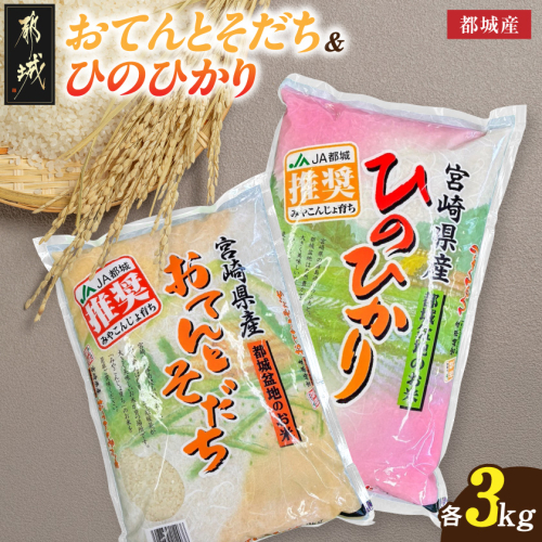 都城産のお米「おてんとそだち」&「ひのひかり」各3kg_16-N5-003-6kg 2361526 - 宮崎県都城市
