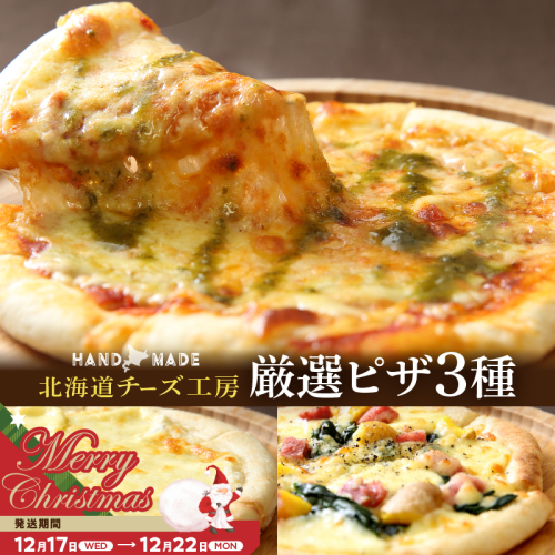 【クリスマスまでにお届け】【おおともチーズ工房】【北海道チーズ工場のピザ】カチョカバロチーズたっぷりの、厳選ピザの詰め合わせ_010304-02-xmas 2361717 - 北海道浜中町