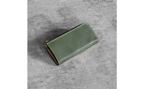 栃木レザー使用｜やわらか本革Lジップ長財布｜Lzip wallet 02｜オリーブ｜minca（全7色） 2361775 - 栃木県栃木市