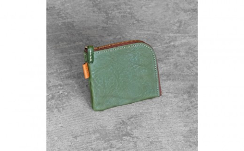 栃木レザー使用｜やわらか本革Lジップミニ財布｜Lzip wallet small 02｜オリーブ｜minca（全7色） 2361809 - 栃木県栃木市