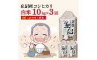 【3か月定期便】令和7年産新米　魚沼産コシヒカリ 精米10kg×3回　計30kg　米 コメ こしひかり 精米 ブランド米 お取り寄せ 十日町市