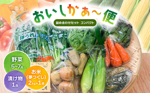おいしかぁ～便 詰め合わせセット（1～2人暮らし向け）コンパクト  野菜 やさい 米 新鮮 新鮮野菜 家庭用 新鮮 福岡県 大刀洗町 2362654 - 福岡県大刀洗町