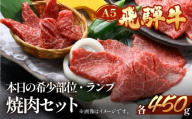 [年内順次発送][飛騨牛]本日の希少部位・ランプ焼肉セット 各450g [冷凍]年内配送 年内発送 年内に届く 年内お届け ブランド牛 牛肉 国産 下呂温泉 牛 食べ比べ 焼肉 焼き肉