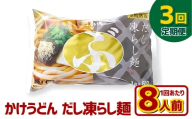 【3ヶ月定期便】かけうどん だし凍らし麺 8人前×3回 うどん 麺類 麺 冷凍 ぶっかけうどん タレ つゆ 岡山県 倉敷市