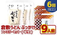 【6ヶ月定期便】『倉敷うどん ぶっかけ』ファミリーセット(半生) 9人前×6回 うどん 麺類 麺 半生 半生麺 ぶっかけうどん タレ つゆ 岡山県 倉敷市