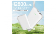 モバイルバッテリー 12800mAh 47.36Wh 大容量 iPhone16充電 Type-C出力 PD 22.5W 携帯充電器 パワーバンク 防災電源 完全ケーブル不要型 USB-A / Type-C / iPhone 出力 Type-C入力 QC3.0 急速充電 デジタル残電量表示 軽量 ポータブル電池 [PL保険加入済み製品・安心]