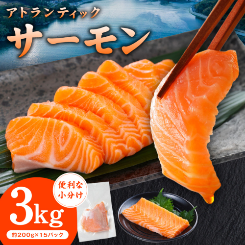 アトランティックサーモン 3kg【小分け 200g×15P 柵切り 刺身 魚介 海鮮 さーもん 生食】 G3554 2367951 - 大阪府泉佐野市