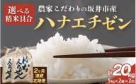 定期便 ≪2ヶ月連続お届け≫ 【令和7年産】農家こだわりの坂井市産 ハナエチゼン 10kg (5kg×2袋) × 2回 (計20kg) 【白米】 【米 コメ お米 華越前 5キロ ふるさと納税米 ブランド米 国産】 [G-10201_01]