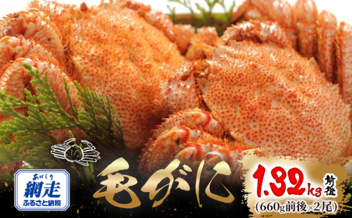 網走産 毛がに1.32kg前後（660g前後×2尾） ABW107 2368988 - 北海道網走市