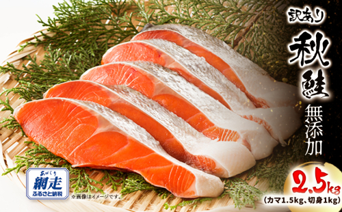 【訳あり】網走産 秋鮭2.5kg 無添加（カマ1.5kg、切身1kg） ABW115 2368996 - 北海道網走市