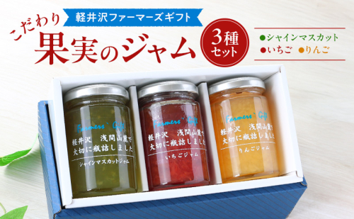 こだわり果実のジャム3本セット シャインマスカット・いちご・りんご 140g×各1本ずつ　【軽井沢ファーマーズギフト】　小諸市 グルメ お取り寄せ ギフト 贈答用 2369081 - 長野県小諸市