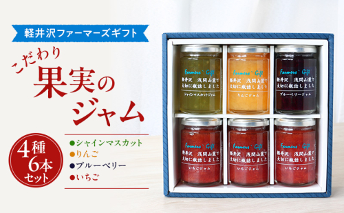こだわり果実のジャム4種6本セット シャインマスカット・りんご・ブルーベリー・いちご 140g×各1本ずつ　【軽井沢ファーマーズギフト】　小諸市 グルメ お取り寄せ ギフト 贈答用 2369083 - 長野県小諸市