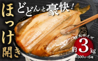 豪快 ホッケ 開き 約3kg （約500g × 6尾） ホッケ 縞ホッケ しまほっけ 魚 魚介 魚介類 干物 開き 大容量 特大 肉 厚 おつまみ おかず 焼き魚 煮魚 朝食 昼食 夕食 レシピ 冷凍 送料無料 千葉県 銚子市 ふるさと納税 ふるさと納税ほっけ 明石水産