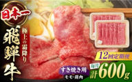 【12回定期便】 飛騨牛 すき焼き用 赤身 600g（300g×2）/ すき焼き 牛肉 和牛 定期便 肉 / 白川町 / 浅井商店 [AWBJ026]