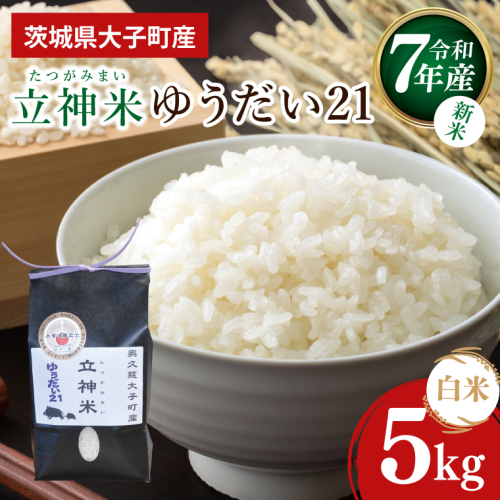 【新米】令和7年産 立神米ゆうだい21（白米）5kg｜茨城県 大子町 コシヒカリ 米 コンテスト 受賞 生産者 大子産米 産地直送 モチモチ 甘い（BT074） 2370127 - 茨城県大子町