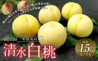 岡山 清水 白桃 5～7玉 （合計1.5kg以上） 【2026年7月上旬～7月下旬 発送予定】 桃 もも モモ 果物 果実 フルーツ 岡山県 奈義町 冷蔵