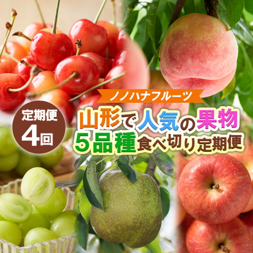 【定期便4回】ノノハナフルーツ 山形市で人気の果物５品種食べきり定期便【令和8年産先行予約】FS25-077 2370655 - 山形県山形市