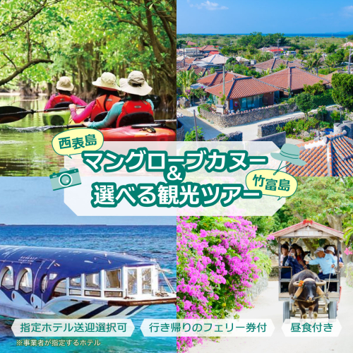 西表島マングローブカヌー+選べる竹富島観光ツアー バス観光やレンタサイクルなど様々なプランをご案内＜指定ホテル送迎選択可／石垣島発＞【 旅行 体験チケット観光 大自然 体験ツアー 観光 沖縄 アクティビティ カヌー】071-a006 2371108 - 沖縄県竹富町