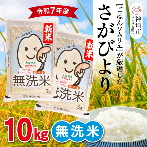 【令和7年産 新米】ごはんソムリエが厳選 無洗米 さがびより 10kg【神埼市産 米 お米 無洗米 精米 白米 10kg 5kg×2 さがびより ブランド米 食味鑑定士】(H063147) 2371134 - 佐賀県神埼市