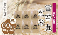 ＜令和7年産米＞ 雪若丸 【玄米】 60kg定期便 （10kg×6回発送）＜配送時期指定可＞　山形県真室川町