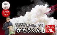《定期便7ヶ月》【令和7年産 新米予約】【白米】特別栽培米 秋田県産 あきたこまち 米屋が認めたお米 「かとうくん」10kg（5kg×2袋）×7回 合計70kg