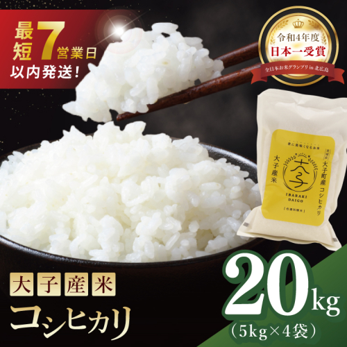 【最短7日発送】大子産米 コシヒカリ（精米）20kg|茨城県 大子町 こしひかり 白米 新米 令和7年産 食味値 コンテスト(AV036) 2375377 - 茨城県大子町