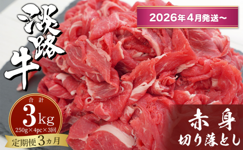 【定期便3ヶ月2026年4月発送～】淡路牛赤身切り落とし 1kg（250ｇ×4PC） 2377539 - 兵庫県淡路市