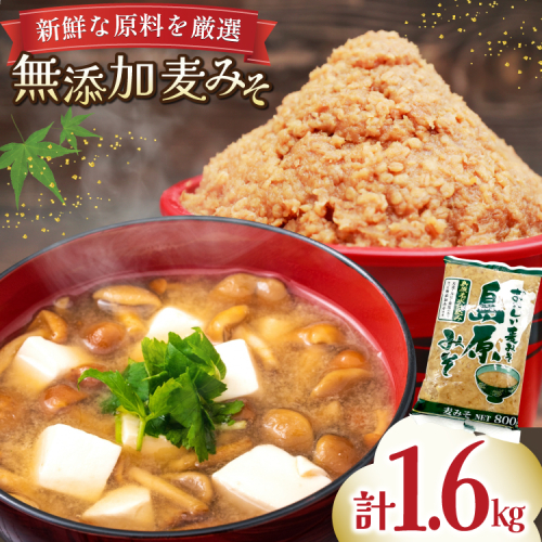 AJ473 島原みそ 無添加(麦) 800g 2袋 [ みそ 味噌 ミソ 麦味噌 麦みそ 調味料お味噌 無添加 ナチュラル おいしい 島原みそ株式会社 長崎県 島原市] 2377735 - 長崎県島原市