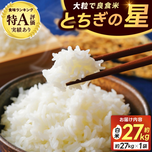 山崎観光農園のお米　＼とちぎの星　白米27kg／｜栃木県 益子町 ふるさと納税 お米 大容量 米 白米 精米 約27kg（AU040） 2377748 - 栃木県益子町