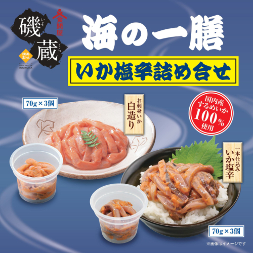 磯蔵 海の一膳 いか 塩辛 詰め合わせ 6点 セット [磯蔵 宮城県 気仙沼市 20565848] 惣菜 魚介類 魚介 イカ おかず おつまみ お刺身 するめいか スルメイカ 2383427 - 宮城県気仙沼市