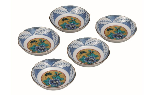 九谷焼 3.2号皿揃・吉田屋牡丹(5枚組) 2383428 - 石川県能美市