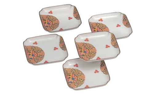 九谷焼 5.2号皿揃・小紋花詰(5枚組) 2383434 - 石川県能美市