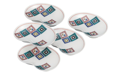 九谷焼 5.8号皿揃・石畳(5枚組) 2383437 - 石川県能美市