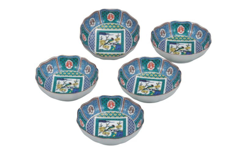 九谷焼 5.2号小鉢揃・古九谷梅に鳥(5枚組) 2383439 - 石川県能美市