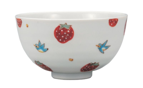 九谷焼 飯碗・イチゴに小鳥 2383443 - 石川県能美市