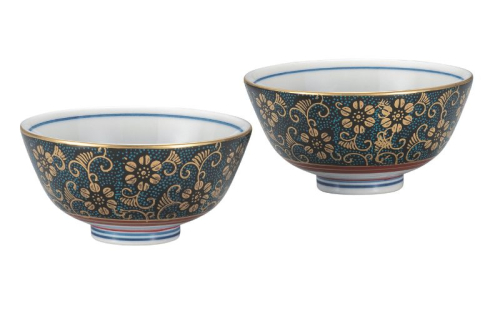 九谷焼 組飯碗・青粒鉄仙 2383445 - 石川県能美市