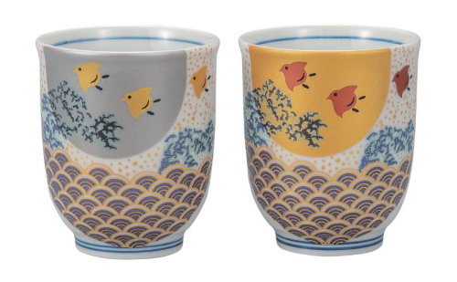 九谷焼 組湯呑・波千鳥 2383455 - 石川県能美市