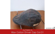 Wax Cotton Driver Cap Col.01 Brown Plaid(ブラウンチェック) 帽子 ドライバーキャップ ハット フリーサイズ キャンプ用品 アウトドア用品 [OUTSIDE IN]