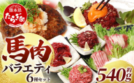【6月発送】6種馬肉バラエティ 約540g タレ付き 食べ比べ 冷凍 赤身 031-0437-06