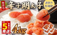 ＼5営業日以内発送／ 選べる容量 小切れ 切れ子 明太子 4kg (1kg×4箱) めんたいこ 明太子 辛子明太子 からしめんたいこ menntaiko mentaiko 明太 卵 海鮮 魚介類 魚介 海産物 切れ子 博多名物 福岡県 川崎