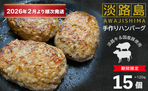 【数量限定】淡路島手作りハンバーグ 15個【2026年2月より順次発送】 2385437 - 兵庫県淡路市