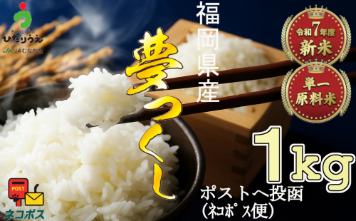 【令和7年産米】JAよりお届け！福岡県ブランド米「夢つくし」 1kg[G2306] 2385796 - 福岡県福津市