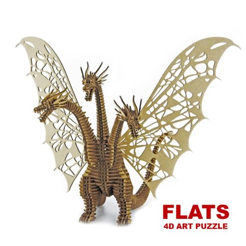 段ボール製組立キット 【キングギドラ（ナチュラル）】 1体分_2619R 2385873 - 大分県国東市