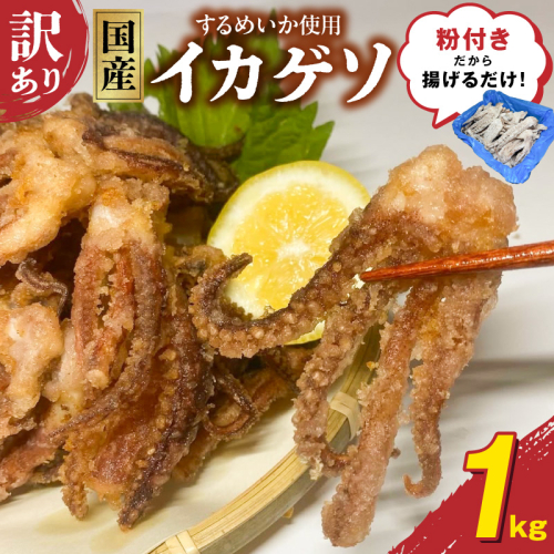 【訳あり】国産するめいか使用!粉付き唐揚げ用イカゲソ1kg N065-YA2265 2388283 - 宮崎県延岡市