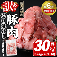＜定期便・全6回(隔月)＞訳あり！鹿児島県産 豚肉切り落とし (計30kg) 切り落とし こま切れ 国産 鹿児島県産 豚肉 ブタ おかず バラ肉 個包装 小分け 薄切り 切り落し 切落し 冷凍配送 小間切れ コマ 訳アリ 【スターゼン】akn042-51