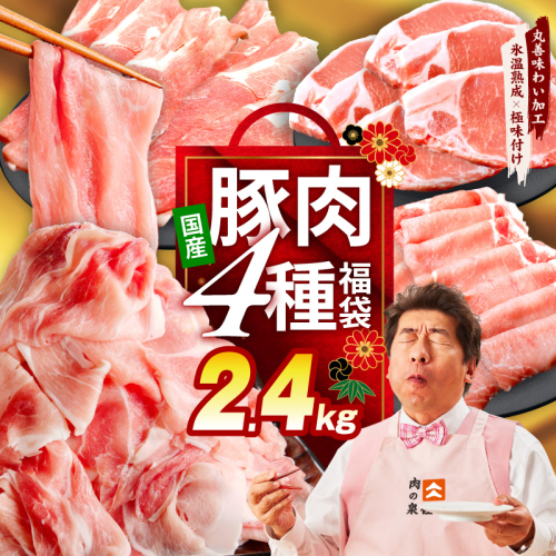 国産豚肉 4種 福袋 2.4kg【氷温熟成×極味付け 小分け 300gパック ぶたにく 普段使い 野菜炒め 切り落とし 訳あり サイズ不揃い】 mrz0340 2388965 - 大阪府泉佐野市
