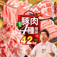 国産豚肉 4種 福袋 4.2kg[氷温熟成×極味付け 小分け 300gパック ぶたにく 普段使い 野菜炒め 切り落とし まとめ買い]
