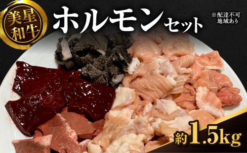 美星和牛 ホルモンセット 約 1.5kg 内臓（ 小腸 ・ 大腸 ・ センマイ ・ アカセンマイ ・ レバー ・ 心臓 ） 2391035 - 岡山県里庄町